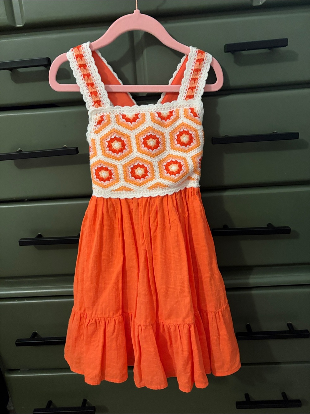 Haute Hippie Orange and White Crochet Bodice Sundress